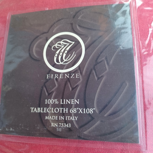 LE TELERIE TOSCANO EXCLUSIVE FIRENZE RED LINEN TABLECLOTH 68'X108 NWT" - Picture 9 of 13